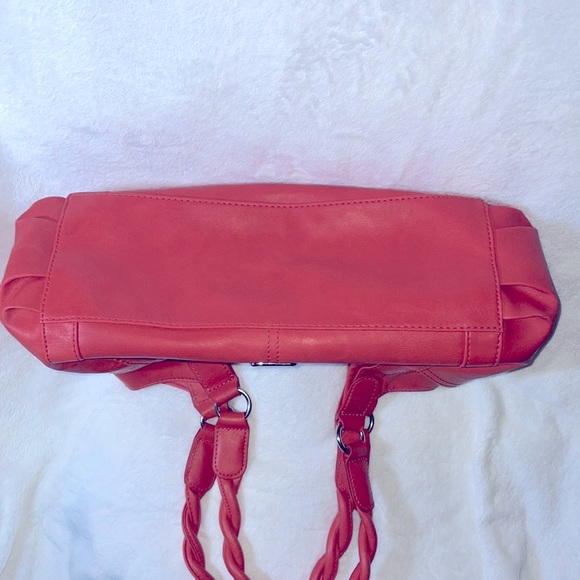 Relic By Fossil Coral Faux Leather Shoulder Bag Purse W/ Pockets Braided Straps - Picture 10 of 13